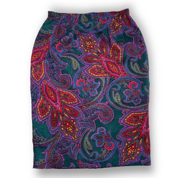 Anne Crimmins For Umi Collections Womens Silk Skirt Knee Length Vibrant Boho 10 - Picture 1 of 13